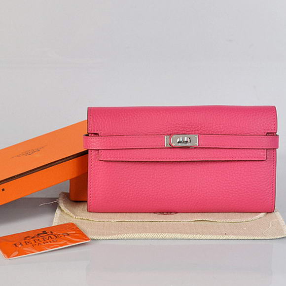 High Quality Hermes Kelly Wallet Togo Leather Bi-Fold Purse A708 Peach Fake - Click Image to Close